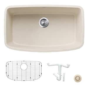 Valea 32 in. Undermount Single Bowl Soft White Granite Composite Kitchen Sink Kit with Accessories