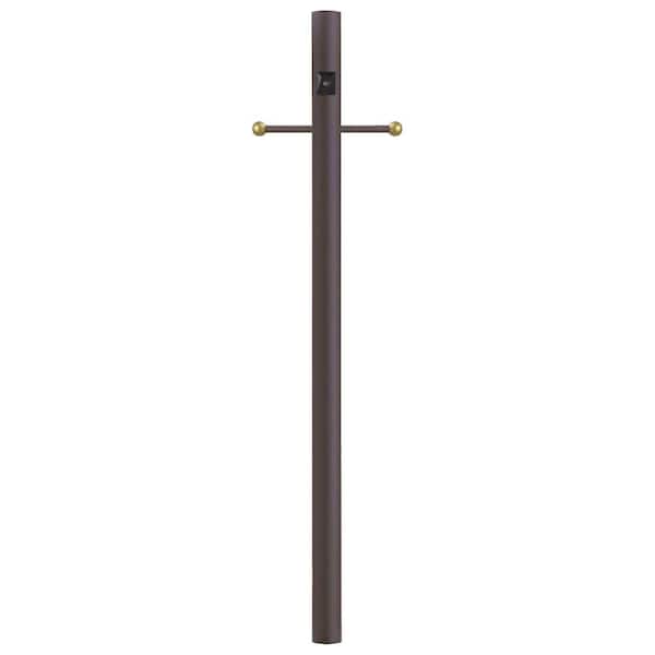 8 ft. Bronze Outdoor Direct Burial Lamp Post with Cross Arm and Auto Dusk-Dawn Photocell fits 3 in. Post Top Fixtures