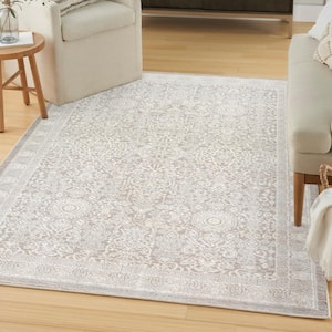Renewed Silver Ivory 5 ft. x 7 ft. Distressed Traditional Area Rug