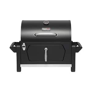 Portable Charcoal Grill in Black with Side Handles and Bottle Opener
