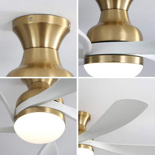 52 in. Smart Indoor Dimmable LED Gold Ceiling Fan with Light Kit and Remote/APP Control, 6-Speed Lighting