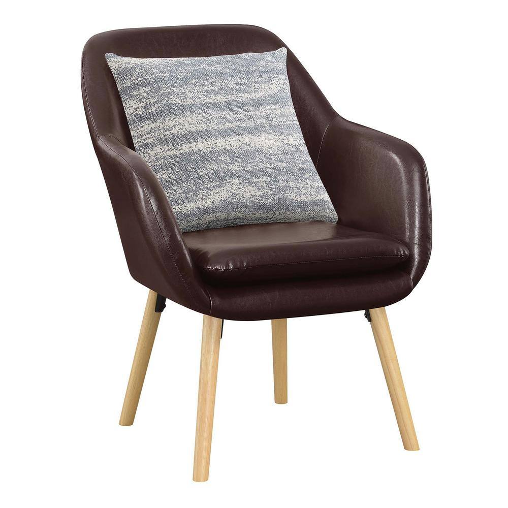 Espresso Faux Leather and Velvet Wingback Accent Chair