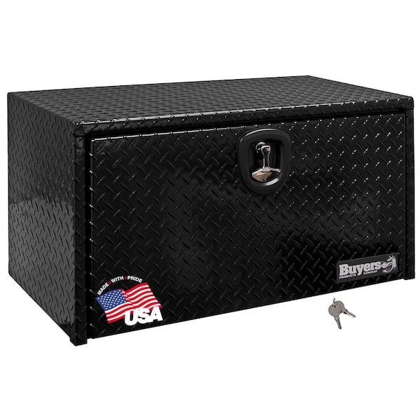 18 in. x 18 in. x 36 in. Gloss Black Diamond Tread Aluminum Underbody Truck Tool Box