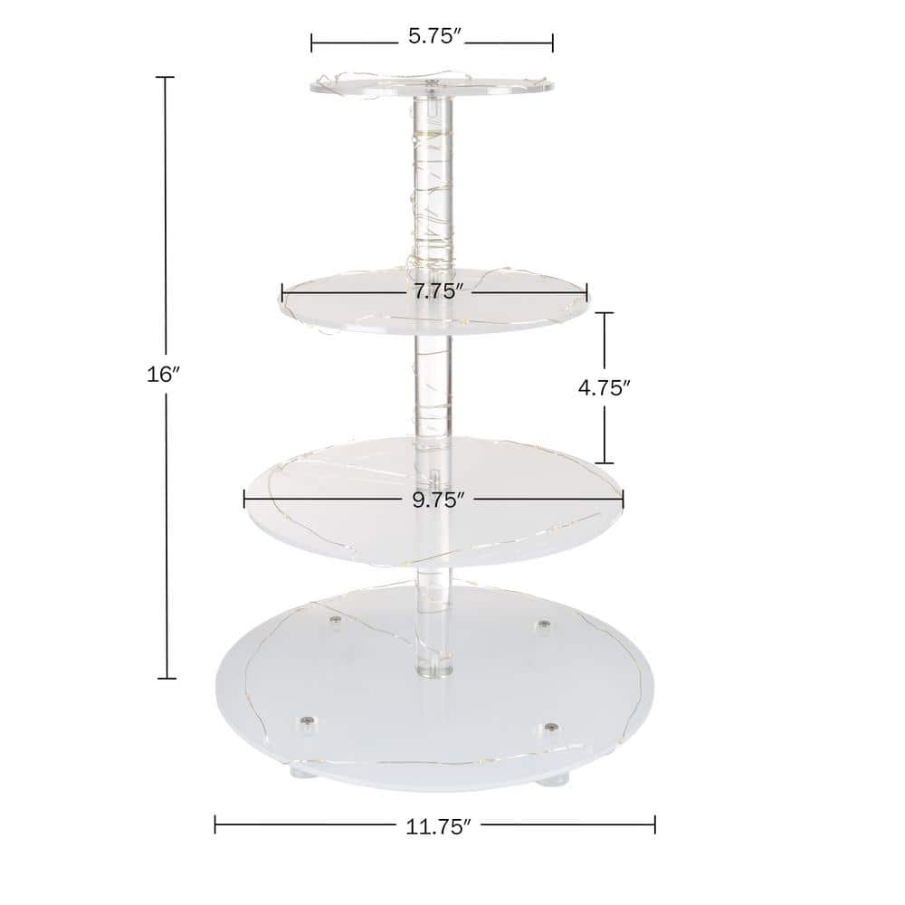 Clear 4-Tier Round Acrylic Cupcake Stand with LED Lights