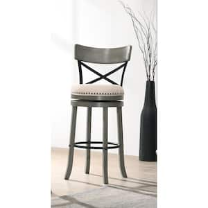 Eldare 43.75 in. Light Grey and Black Low Back Wood Bar Height Stool (Set of 2)