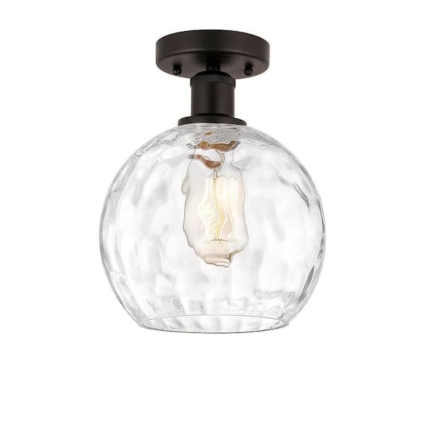Innovations Athens Water Glass 8 in. 1-Light Oil Rubbed Bronze Industrial Semi-Flush Mount with Clear Glass Shade
