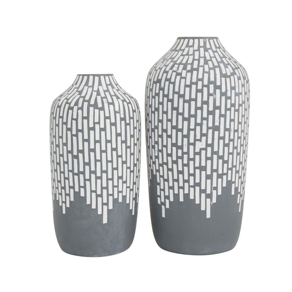 Novogratz Gray Mosaic Inspired Ceramic Decorative Vase (Set of 2