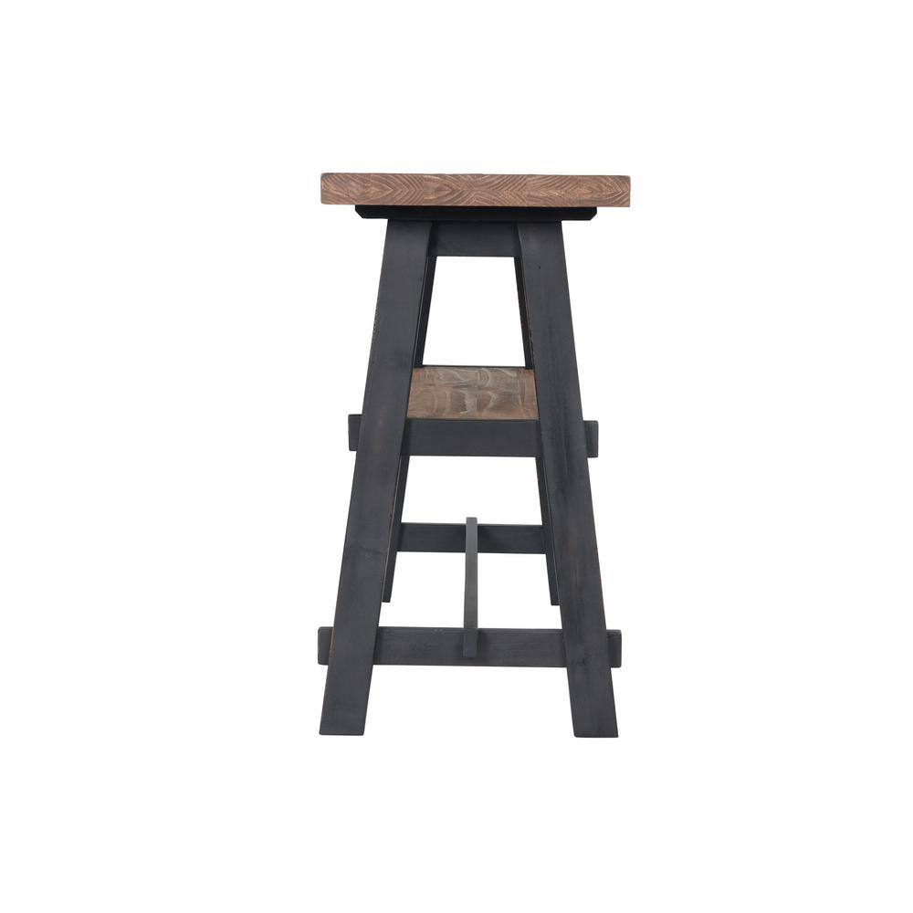 Adam 51'' Distressed Black Solid Wood Console Table with Shelf