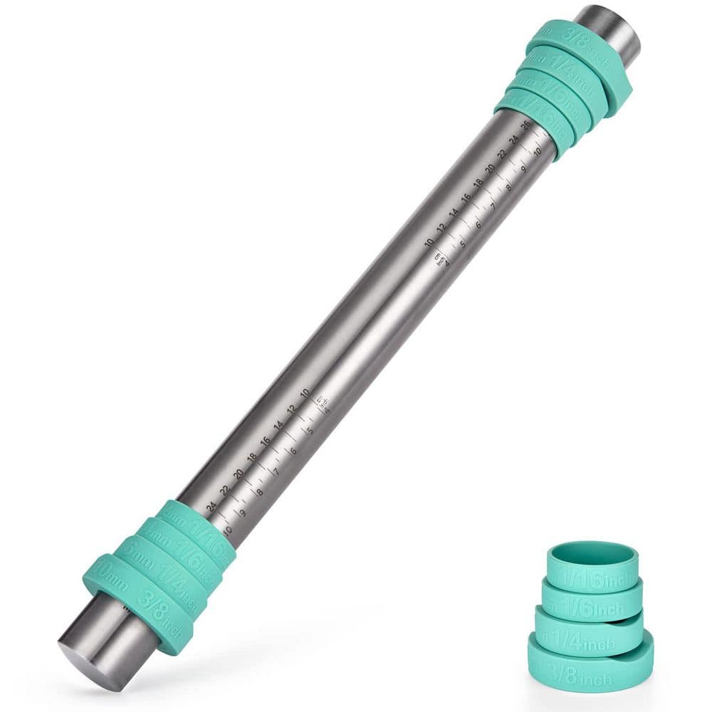 LAIFUCAM 16 in. Stainless Steel Adjustable Rolling Pin with Silicone ...