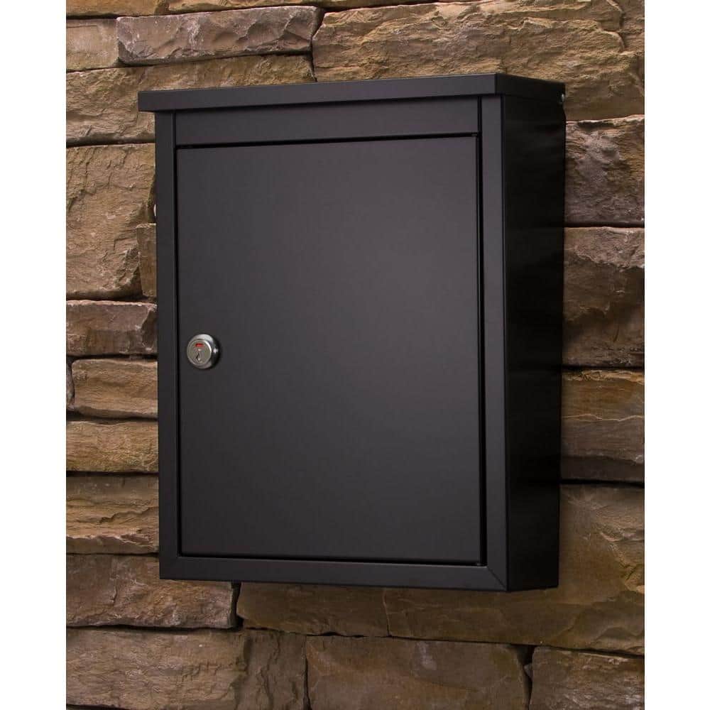 Black Steel Lockable Wall Mount Mailbox