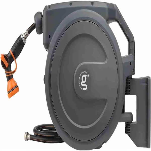 Cubilan Retractable Hose Reel 5/8 in. x 90 ft. Wall Mounted Garden Hose Reel with Swivel Bracket and 8 Pattern Nozzle Water Hose