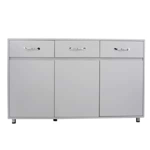 52.36 in. W Gray32.08 in. Height Rectangle MDF Board Side Table with 3-Drawers and 3-Doors