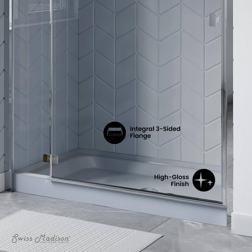 Voltaire Gray Acrylic Single-Threshold Shower Base, 60" x 30"