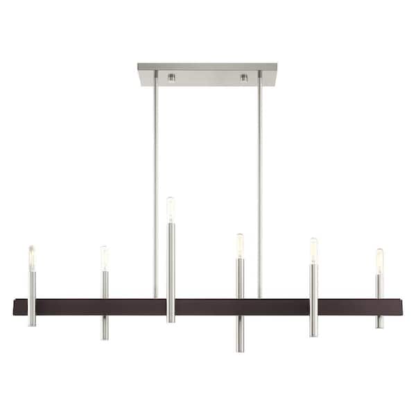 Livex Lighting Denmark 6 Light Brushed Nickel with Bronze Accents Chandelier