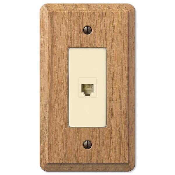 Contemporary 1 Gang Phone Wood Wall Plate - Light Oak