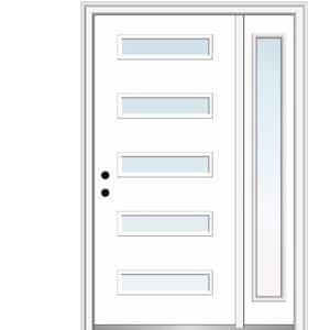 Davina 48 in. x 80 in. Right-Hand Inswing 5-Lite Clear Glass Primed Fiberglass Prehung Front Door on 4-9/16 in. Frame