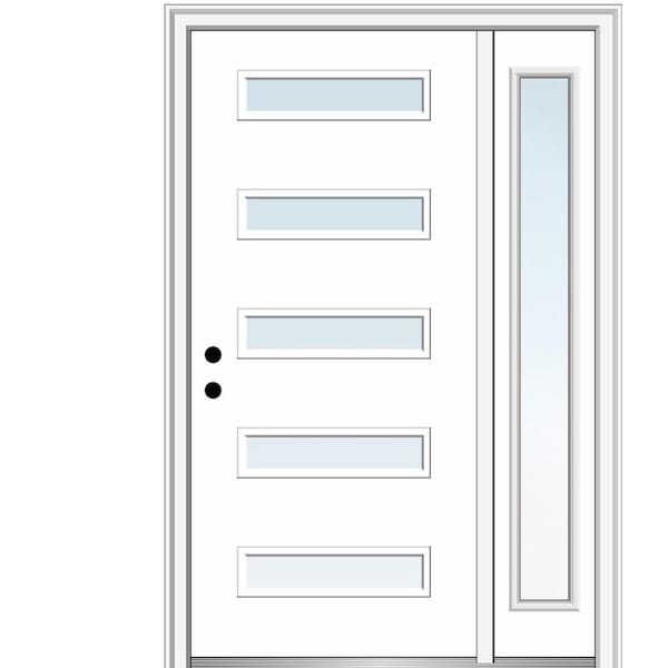 MMI DOOR Davina 48 in. x 80 in. Right-Hand Inswing 5-Lite Clear Low-E Primed Fiberglass Prehung Front Door on 6-9/16 in. Frame