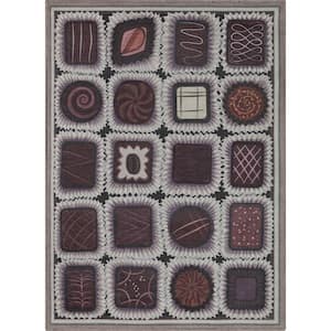 Apollo Chocolate Box Modern Valentine's Day Brown 5 ft. 3 in. x 7 ft. 3 in. Area Rug