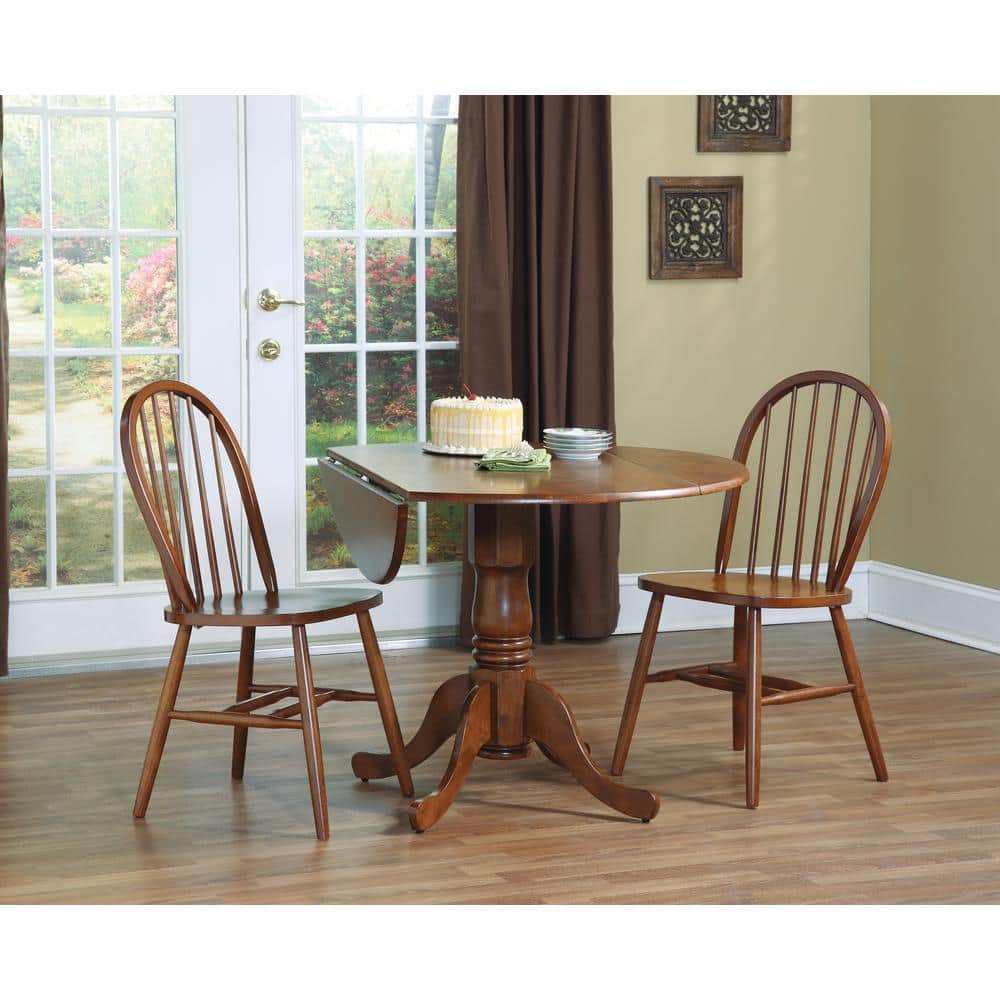 Cottage Charm Espresso 42" Round Wood Extendable Dining Table