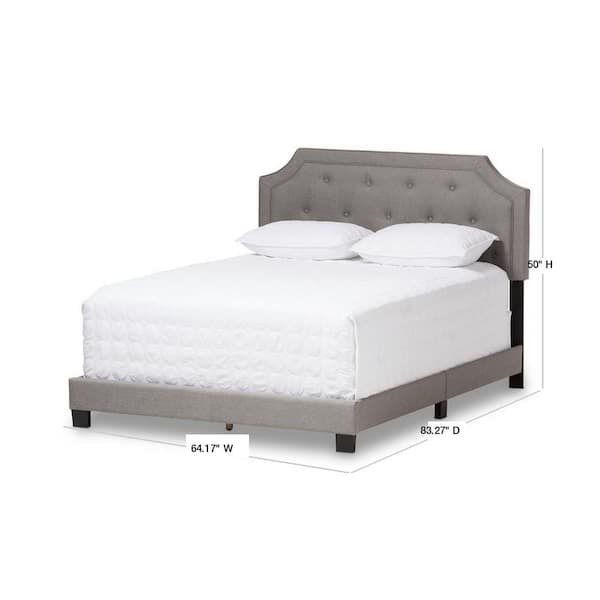 Baxton Studio Willis Gray Fabric Upholstered Queen Bed 28862 7464