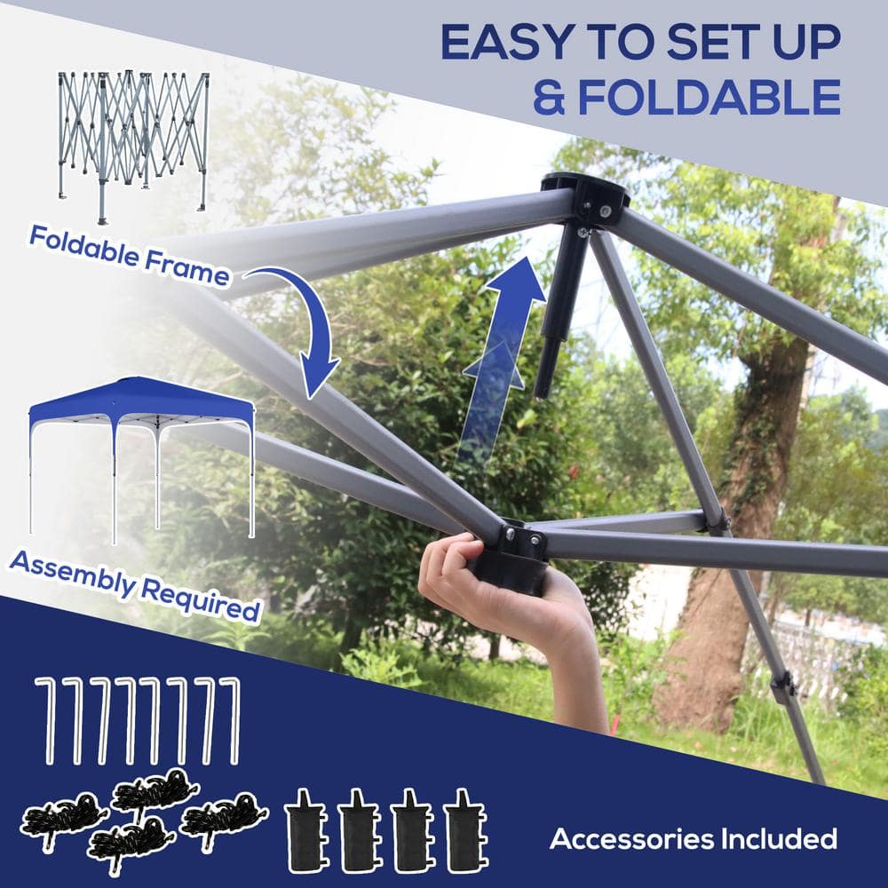 Royal Blue Steel Pop Up Canopy Tent with Wheeled Bag