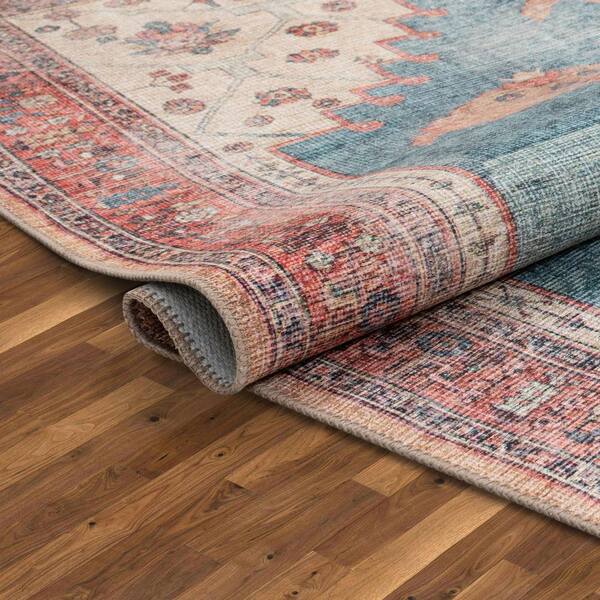 Decorative Contemporary Gold & Light Blue Machine-Made Rug – World Of Rugs