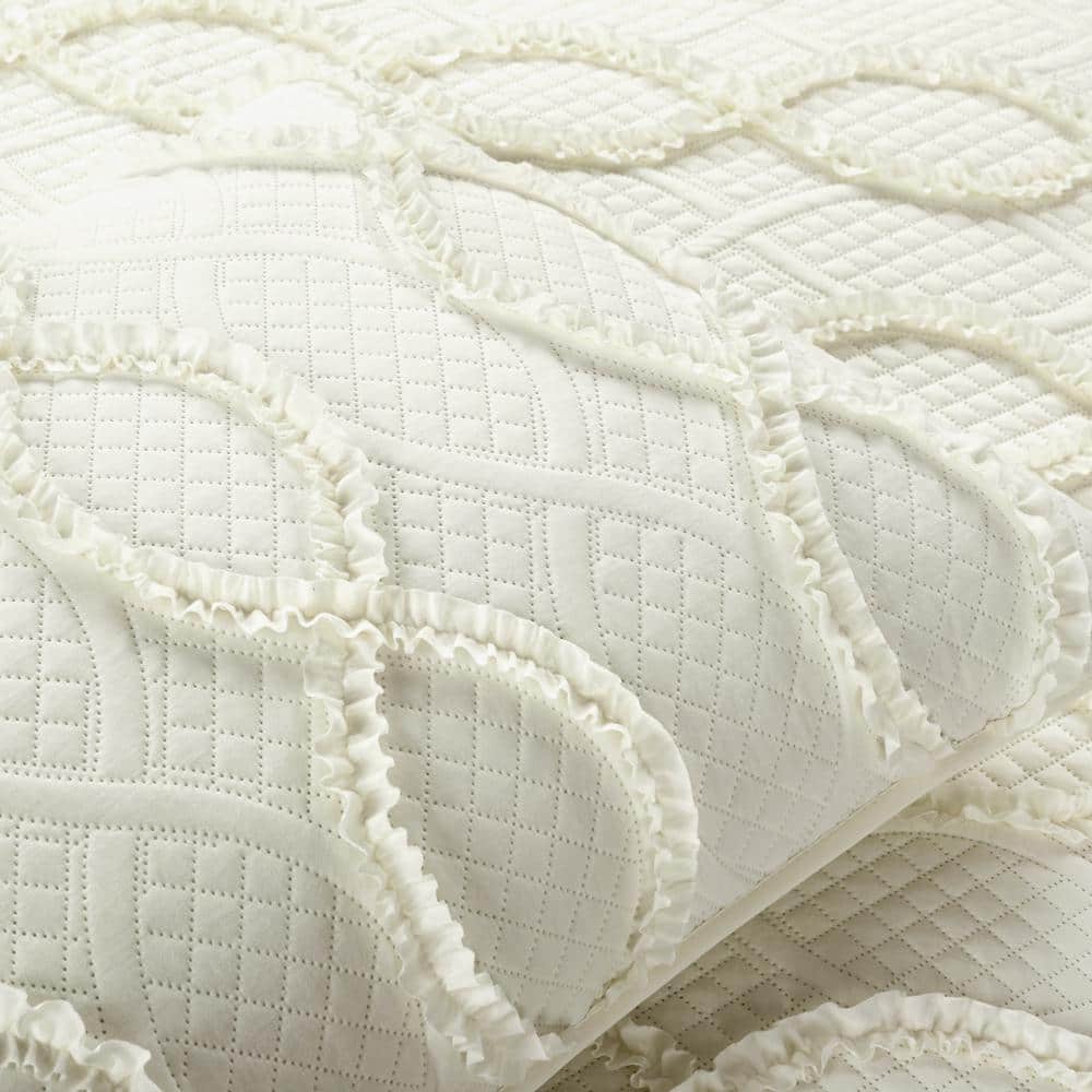 Ivory Full/Queen Microfiber Textured Quilt Set