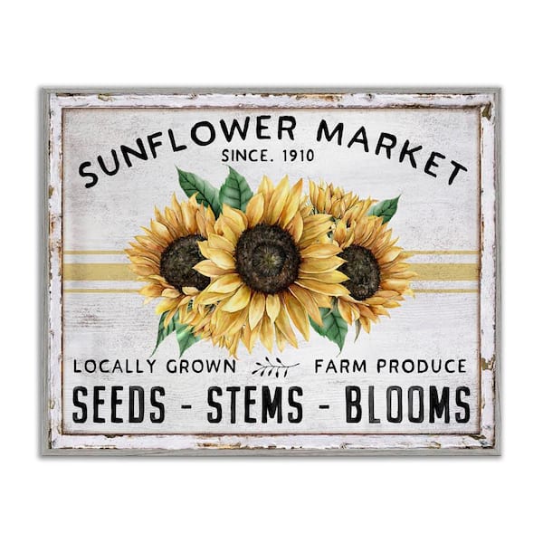 Stupell Industries Farmhouse Sunflower Market by Creatif Belle Gray Framed Nature Giclee Art Print 16 in. x 20 in.