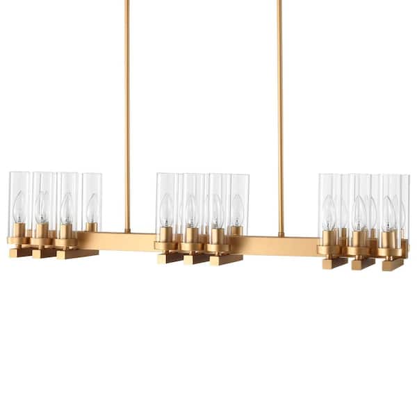 Warehouse of Tiffany Shea 36 in. 18-Light Indoor Matte Gold Chandelier with Light Kit