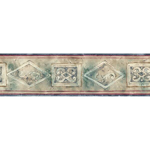 The Wallpaper Company 5.13 in. x 15 ft. Earth Tone Emblem Border-DISCONTINUED