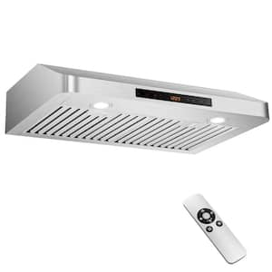 30 in. Top/Rear Under Cabinet Range Hood in Silver with 4 Fan Speed Adjustable LED Lights Time Setting