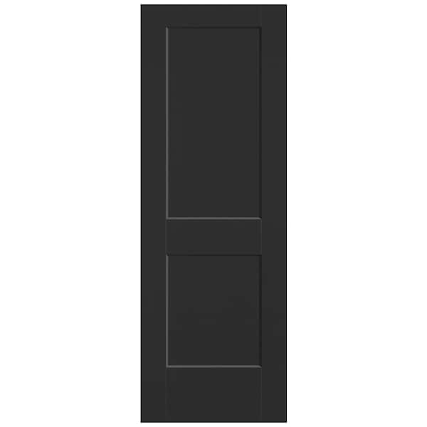 Masonite 28 in. x 80 in. 2-Panel Logan Single Bore Solid Core Jet Black Molded Composite Interior Door Slab