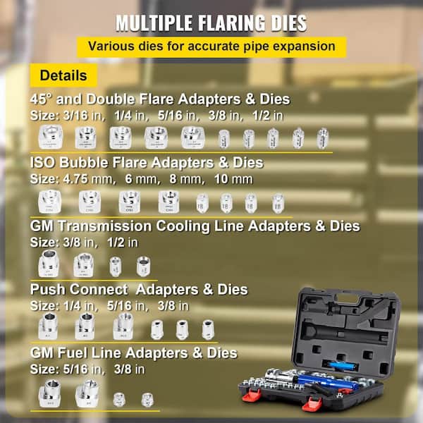 Orion Motor Tech Hydraulic Flaring Tool Kit - Universal Brake Line Flaring Tool Set With Tubing Cutter & Deburring Tool For ISO Bubble Flare