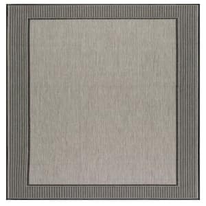 Gris Border Gray 8 ft. x 8 ft. Indoor/Outdoor Square Patio Rug