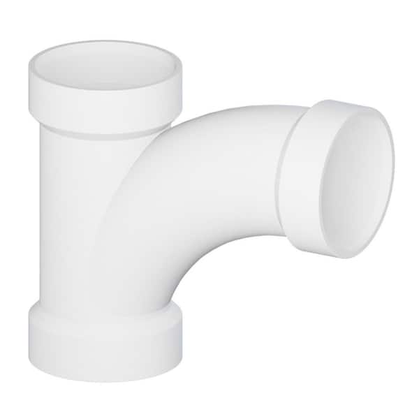 2 in. x 1-1/2 in. Rigid PVC DWV Wye & 1/8 Bend 45° Elbow Reducing Hub, 0.38 Ft Long, White PVC Drain Schedule 40 (20 Pk)