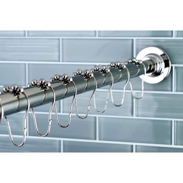 Fixed Shower Rod With Hooks In Chrome, 60 Straight Fixed Shower Curtain Rod