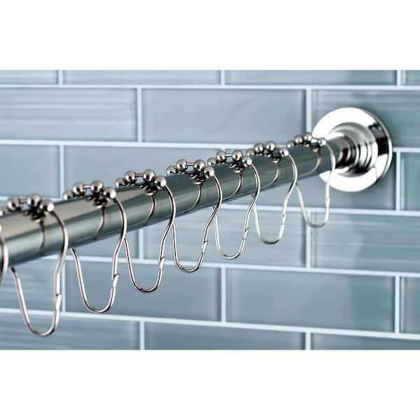 Classic 60 in. to 72 in. Fixed Shower Curtain Rod with Hooks in Chrome