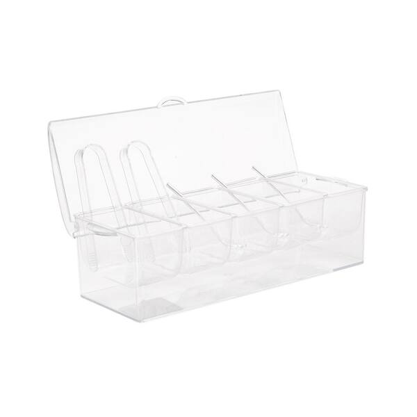 Unbranded Clear Acrylic 5-Compartment Serving Tray with 3-Tongs and 3-Spoons, Condiment Serving Tray
