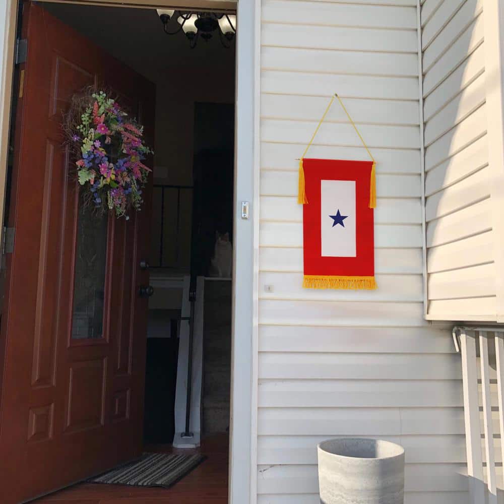 Patriotic Red and White Embroidered American Banner