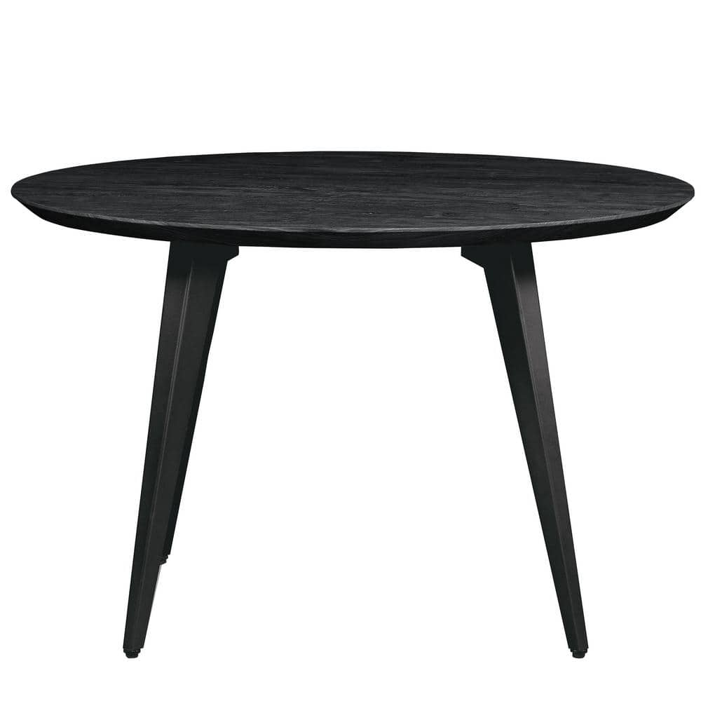 Ravenna 47" Round Ebony Wood Dining Table with Metal Accents