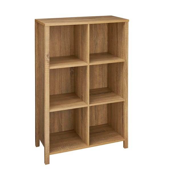 38.31 in. H x 25.83 in. W x 11.81 in. D Weathered Oak Laminate Adjustable 6-Cube Storage Organizer