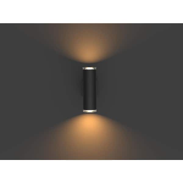 GLOWEN Integrated LED Black Up & Down Wall Sconce 18 Watt 1600 Lumens Adj CCT 2700K-5000K 100-277V Built-in Photocell