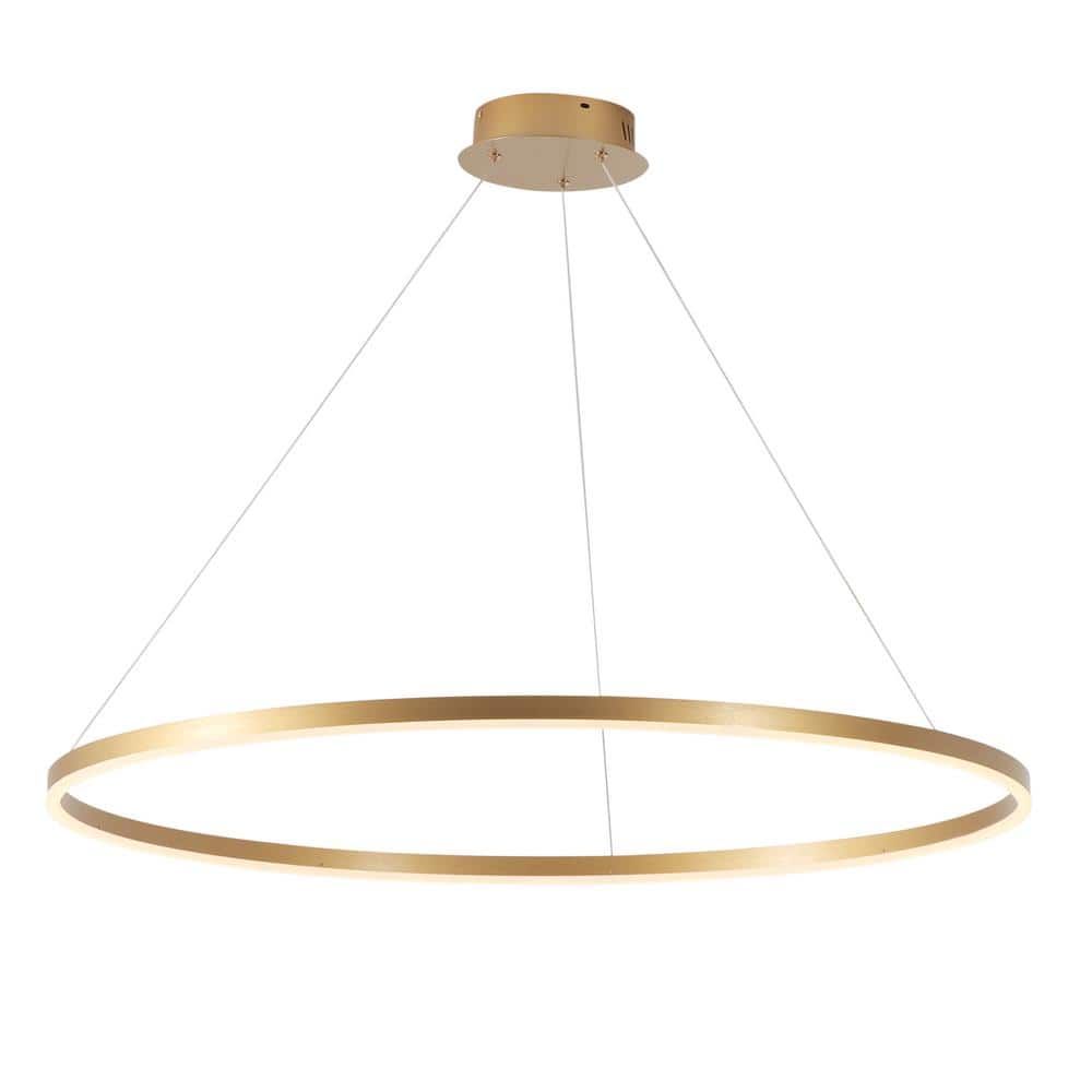 1 Light 39.4 In. Dimmable Integrated LED Gold Circle Ceiling Chandelier for Living Room Restaurant Hotel price history on PriceWatchPro