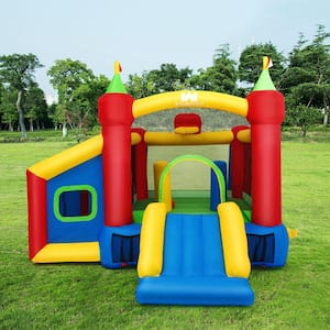 Inflatable Castle Bounce House Kids Slide Jumping Playhouse with Ball Pit and 480-Watt Blower