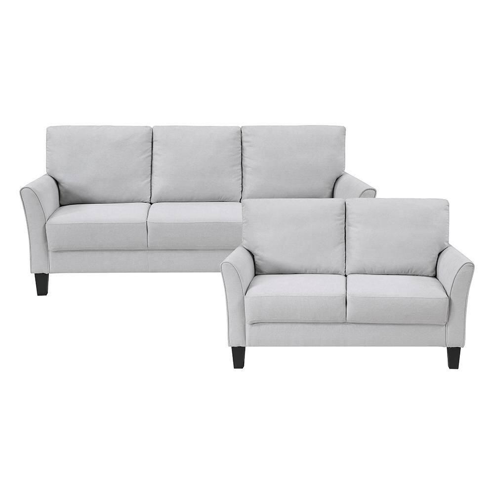 Tesoro 78.5 in. W Flared Arm Textured Fabric Rectangle 2-Piece Living Room Sofa Set in Gray