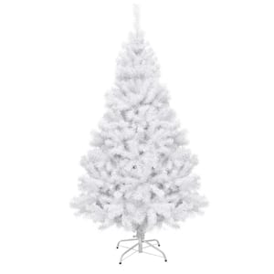 9 ft. White Unlit Regular Full Hinged PVC Artificial Christmas Tree with Metal Stand