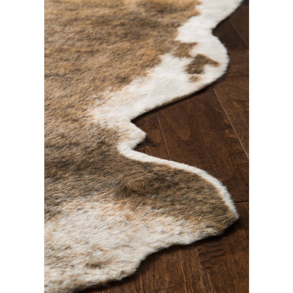 Cabin Charm Camel & Beige Synthetic Cowhide Rug, 3'10" x 5'