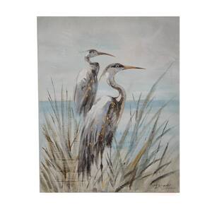 39 1/2 in. x 31 1/4 in. Shore Birds Set of 2 Hand-Painted Acrylic Paint Nature Wall Art on Canvas with gallery edge