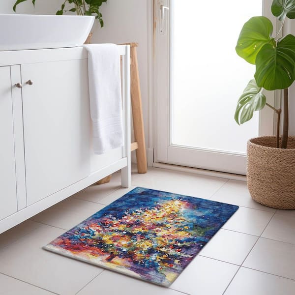 Chantille Machine Washable Indoor/Outdoor Abstract ACN1806 Navy 2 ft. x 3 ft. Accent Rug