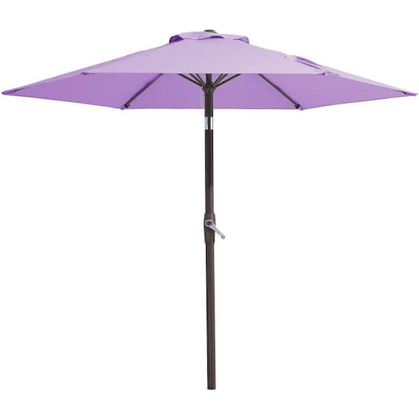 Unbranded 7.5 ft. Iron Market Patio Umbrella in Taro Purple with Push Button Tilt
